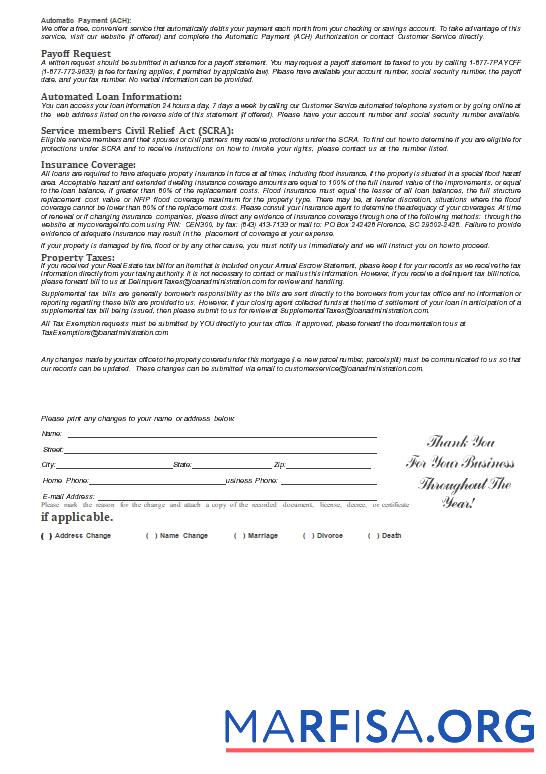 Printable USA Central Loan Administration loan statement, 3 pages 3 template